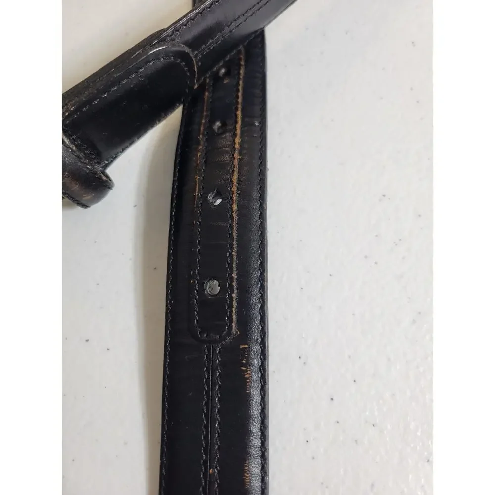 Belt Men's Black Genuine Leather‎ Work Casual Dress Solid Brass Buckle Size 40